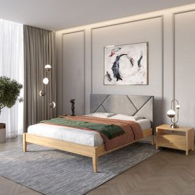 Полуторне дерев&#039;яне ліжко Mebigrand Нью-Йорк ДК Горіх світлий/Аляска 93 (Сірий) 120х190 см (MBG-10366)