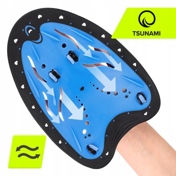 Лопатки для плавання в басейні TSUNAMI Swimming Paddles 2 шт Black/Blue (P-5905973405355) | Зображення 4