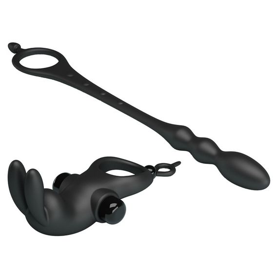 Ерекційне кільце з анальною пробкою - Pretty Love Vibration Penis Sleeve V Black sexstyle | Зображення 3