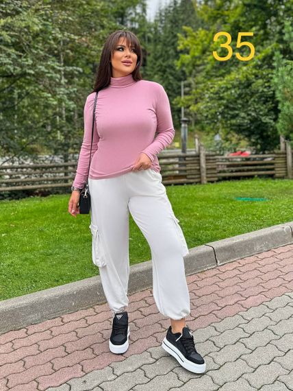 Женская теплая водолазка на термо флисе Ri291 цвет розовый, размер 54/58 | Зображення 3