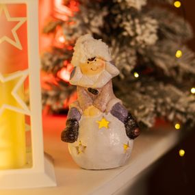 Новорічна фігурка з підсвіткою Дівчинка на сніговій кулі з фарфору 8×7×16 (см) новорічний декор для дому, квартири на подарунок