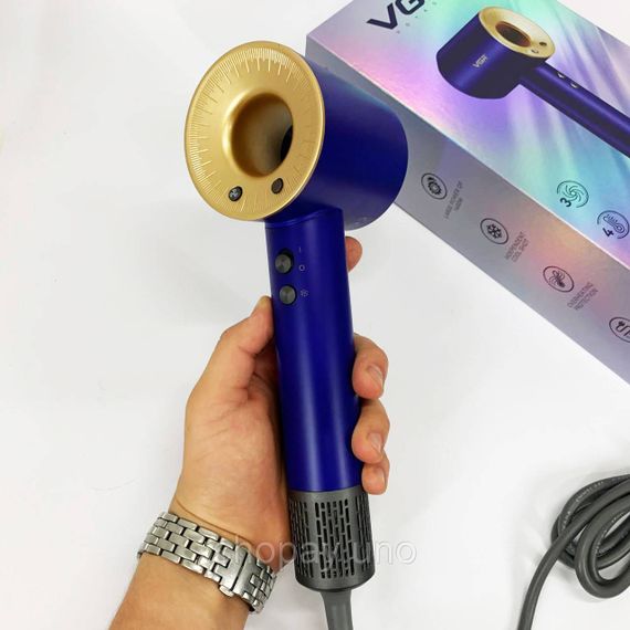 Фен професійний VGR V-445 BLUE, 3 рівні обдування, 4 рівні температури, 1600 Вт | Зображення 4