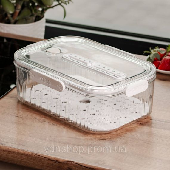 Контейнер для їжі пластиковий 32.5х22.5х11 см харчовий контейнер з індикатором дати 4.2 л Білий HP-27-2 | Зображення 1