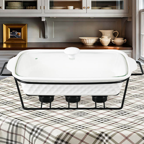 Марміт прямокутний 2,5л 40см кераміка скляна кришка + метал.підставка MR-11659-73 Maestro | Зображення 1