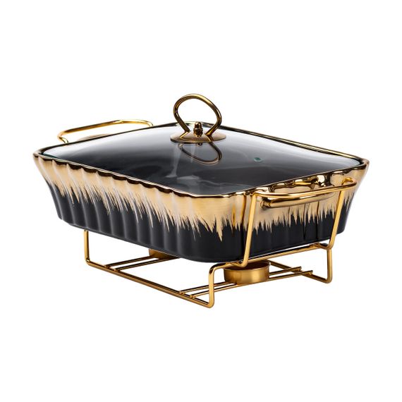 Настільний марміт для підігріву других страв 1,5-літровий квадратний порцелянаовий марміт HP1047 | Зображення 3