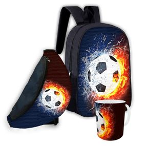 Набор детский Футбол рюкзак 36х27см сумка-бананка,кружка с принтом для мальчика (01607)