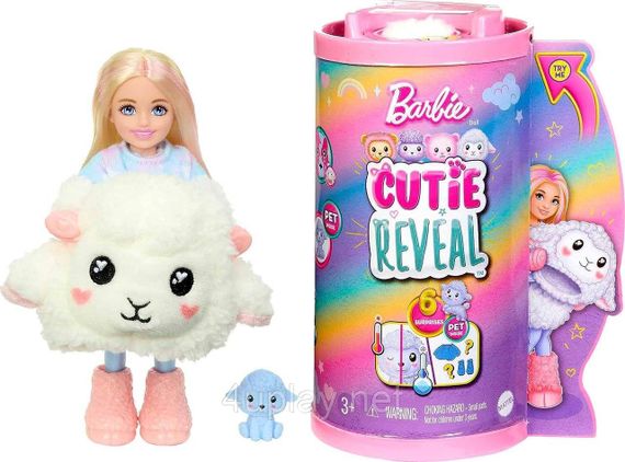 Кукла-сюрприз Barbie Cutie Reveal Chelsea Lamb Plush Челси в костюме Ягненок Милашка проявляшка