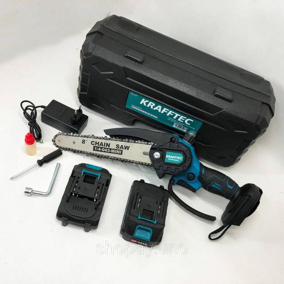 Акумуляторна ланцюгова міні пила 20 см у кейсі Krafftec (36V 4 Ач) + 2 акумулятори та індикатором заряду | Зображення 5