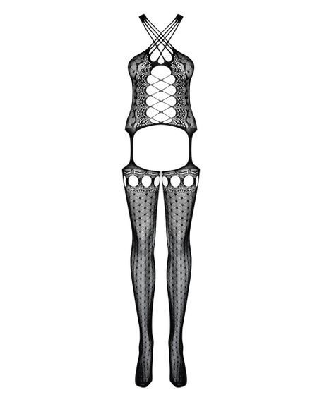 Бодістокінг Obsessive Bodystocking G313 , шнурівка, геометричний декор, S/M/L | Зображення 4