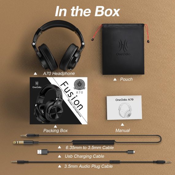 Гарнітура OneOdio Fusion A70, Bluetooth+3,5мм/6,35мм, Black | Зображення 4