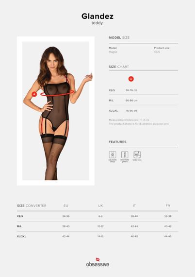 Боді напівпрозоре XS/S Glandez Obsessive, чорне | Зображення 6