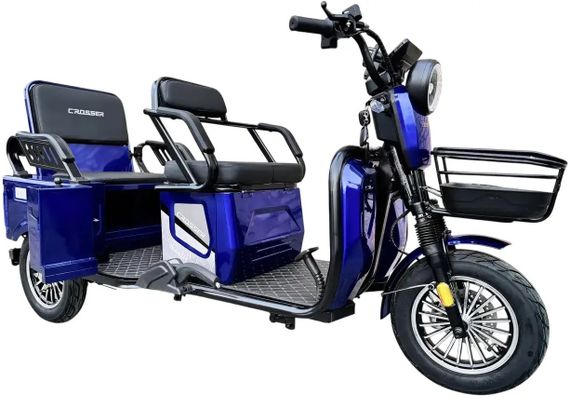 Електротрайк Crosser Transit TR-5 1500 W 72 V 24 Ah, вантажний триколісний електроскутер до 60 км, 3 місця Синій | Зображення 4