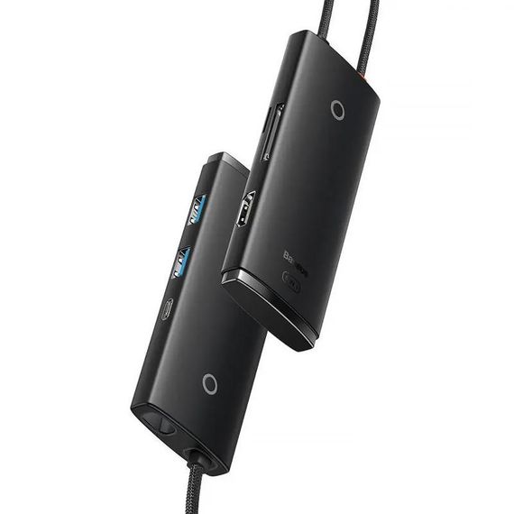 Переходник HUB Baseus Lite Series 6in1 (Type-C to HDMI+2xUSB3.0+Type-C Data+SD/TF) (WKQX050001) Black | Зображення 2