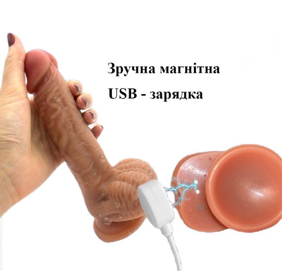 Реалистичный вибрирующий фаллоимитатор с подогревом и фрикциями (21 см, USB) | Зображення 4