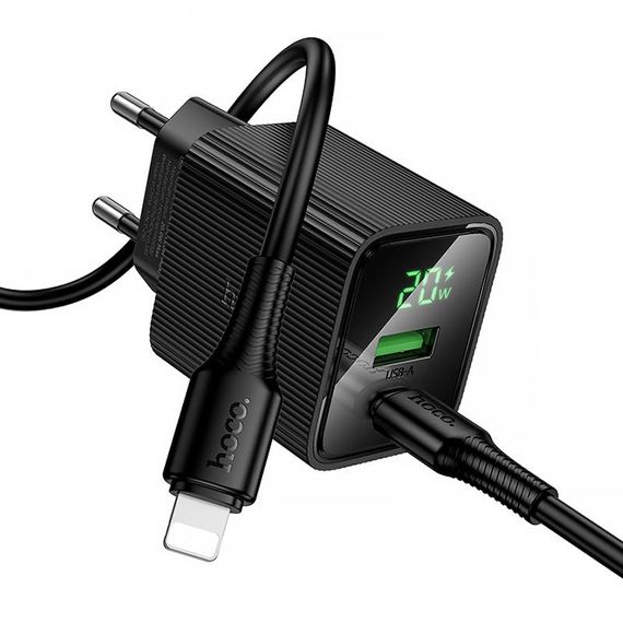 МЗП Hoco CS83A Excellent with digital display PD20W+QC3.0 (1USB-A/1C) + кабель Type-C to Lightning Black | Зображення 2