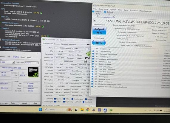 Игровой ноутбук Б-класс Dell Alienware 15 R3 / 15.6" (1920x1080) IPS / Intel Core i5-6300HQ (4 ядра по 2.3 - 3.2 GHz) / 16 GB DDR4 / 256 GB SSD M.2 + 1000 GB HDD / nVidia GeForce GTX 1060, 6 GB GDDR5, 192-bit / WebCam б/у | Зображення 3