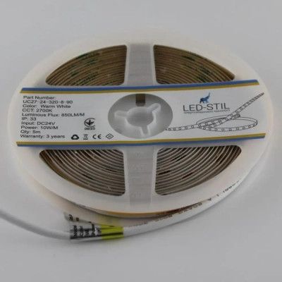 Светодиодная лента LED-STIL 2700K 10 Вт/м COB 320 диодов IP33 24 Вольта 850 lm теплый свет (UC27-24-320-8-90) | Зображення 4