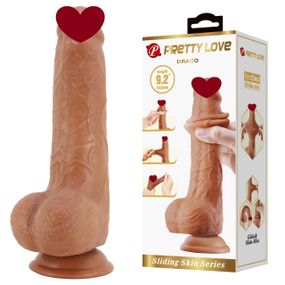Фалоімітатор з мошонкою PRETTY LOVE - DRACO 9.2(233mm) Sliding Skin Series TPR, Suction base Sex Aura
