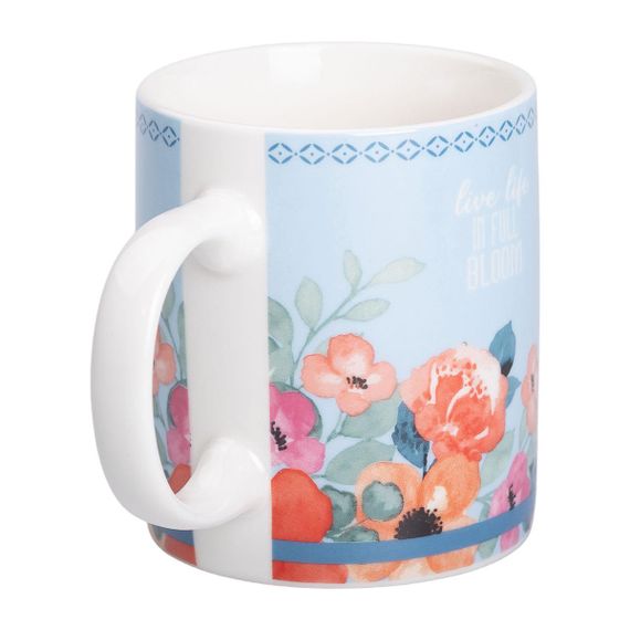 Кружка фарфоровая с цветочным принтом 400 (мл) для чая и кофе Голубая RX-N240139BL | Зображення 1