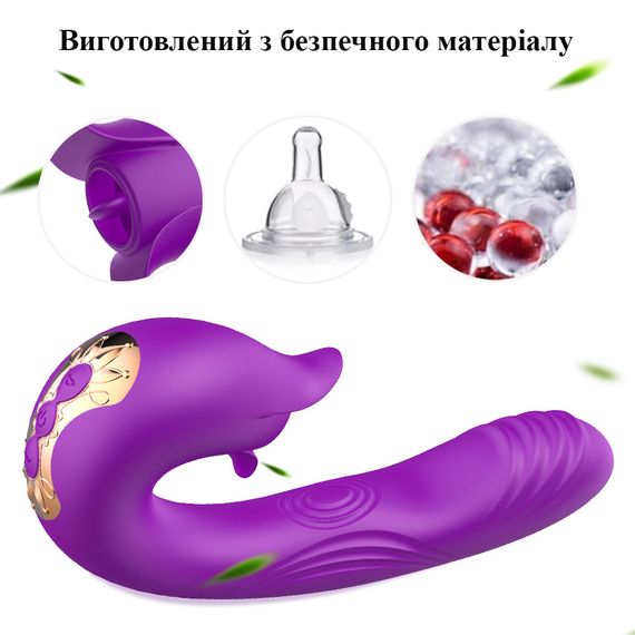 Вібратор з пульсацією та кліторальним стимулятором (фіолетовий, USB) | Зображення 5