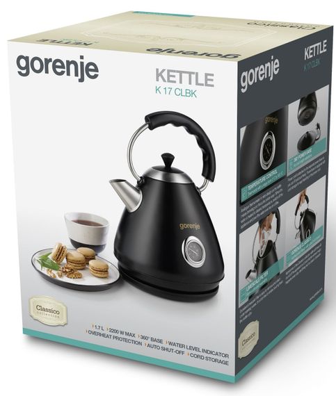 Электрочайник Gorenje K17CLBK/1.7 л/2200 Вт/автоотключение/система защиты от перегрева/индикация/черный (K17CLBK) | Зображення 9
