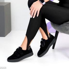 Повсякденні чорні кеди на липучках натуральна замша в асортименті