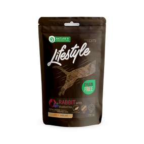 Лакомство для котов, мясо кролика с черникой, Nature's Protection Lifestyle Rabbit with Blueberries, 75 г