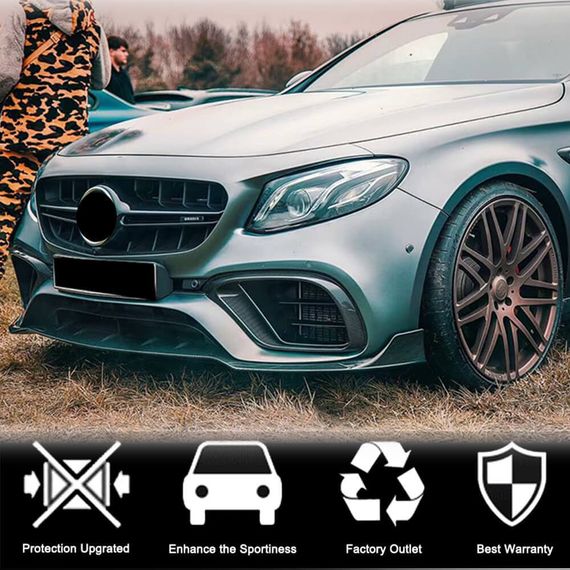 Накладки на передній бампер (для E63 AMG 2016-2019, Карбон) для Mercedes E-сlass W213 рр | Зображення 4