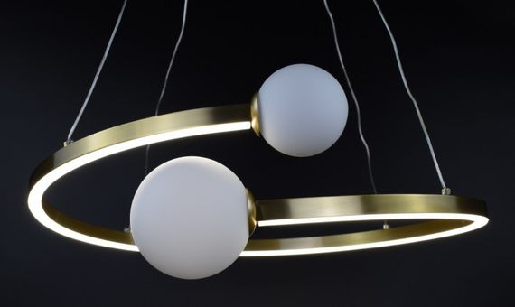 Люстра світлодіодна підвісна LED світильник для квартири на стелю лед 26867 Латунь 40-150х80х80 см. | Зображення 4