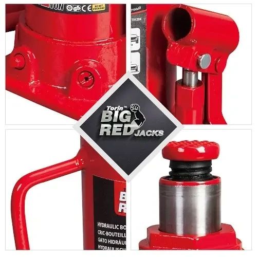 Гідравлічний домкрат пляшковий на 10т, Червоний / Домкрат для автомобілів та вантажівок / Сталевий домкрат | Зображення 1