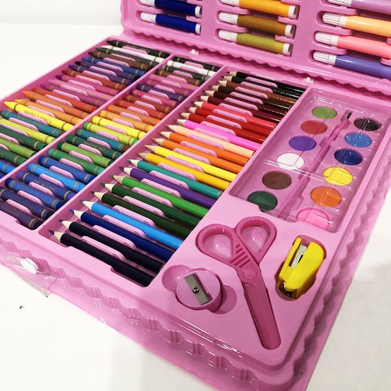 Художественный набор чемодан для творчества 208 предметов. ID-387 Цвет: розовый | Зображення 6