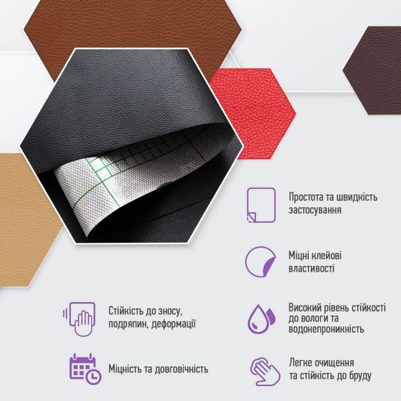 Самоклеюча екошкіра у рулоні 1.37х3м х 0.5мм Чорний SW-00001413 | Зображення 3