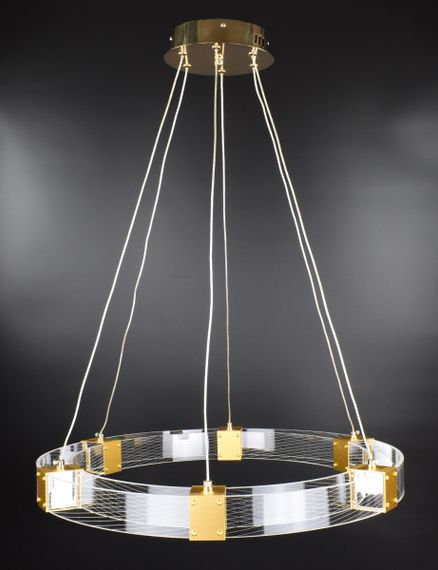 Люстра світлодіодна підвісна LED світильник для квартири на стелю лед 26903 Золото 35-150х60х60 см. | Зображення 1