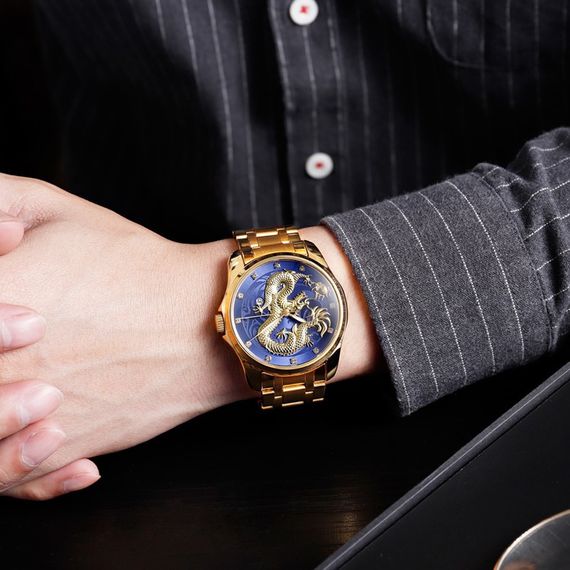 Класичний чоловічий годинник Skmei 9193GDBU Gold-Blue | Зображення 2