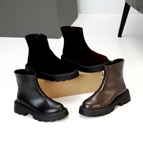 Шикарні зимові лаконічні черевики натуральна шкіра колір Шоколад | Зображення 6