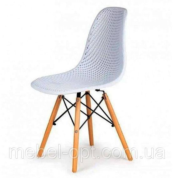 Стілець Сота білий перфорований пластик на дерев'яних ніжках, дизайн Charles Eames DSW | Зображення 4