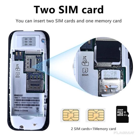 Мини мобильный телефон AIEK BM222 2SIM Белый | Зображення 3