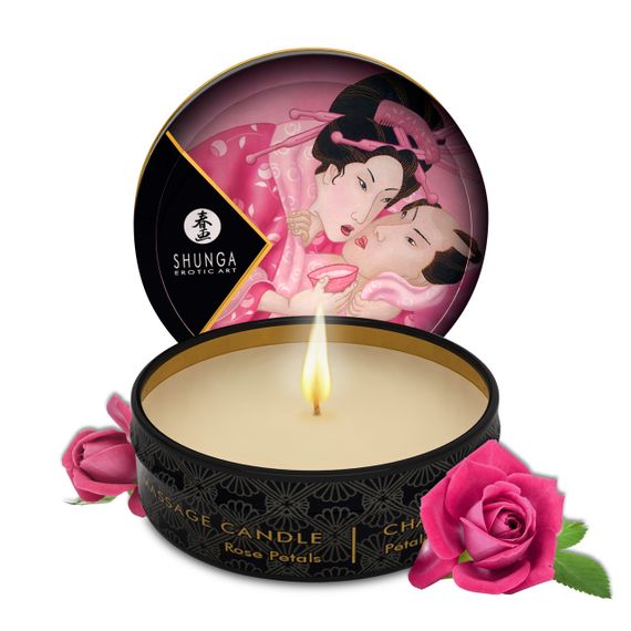 Масажна свічка Rose Petals аромат: пелюстки троянди, 30 мл. SHUNGA (Канада) Sex Aura