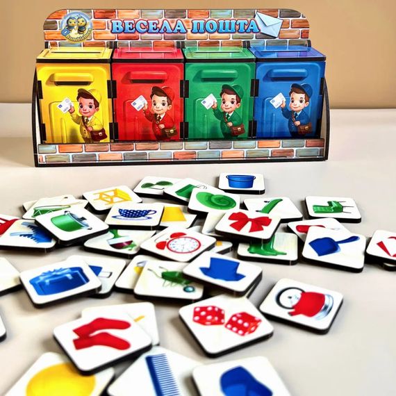 Деревянная настольная игра "Веселый почтальон" Ubumblebees (ПСД081) PSD081 сортер-комодик | Зображення 1