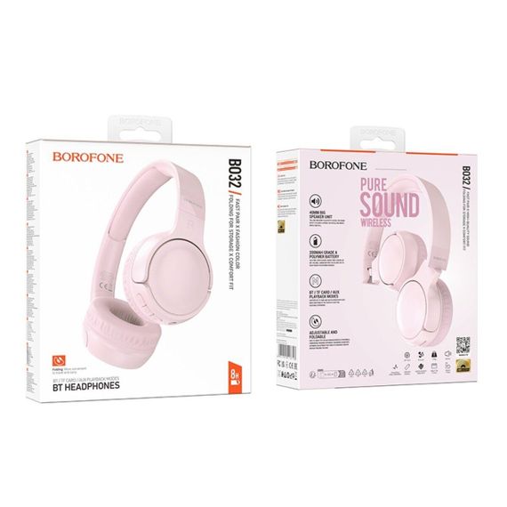 Бездротові навушники BOROFONE BO32 Show BT headphones Pink | Зображення 1