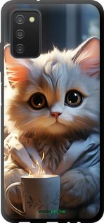 Чохол на Samsung Galaxy A03s A037F Білий кіт "5646b-2381-2448"