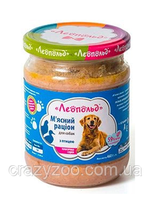Вологий корм для собак Леопольд М'ясний раціон із птицею 460 г