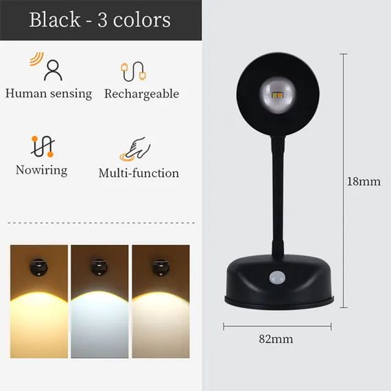 Настольная лампа LED с датчиком движения 3 colour light MZ-L2201 Black | Зображення 1
