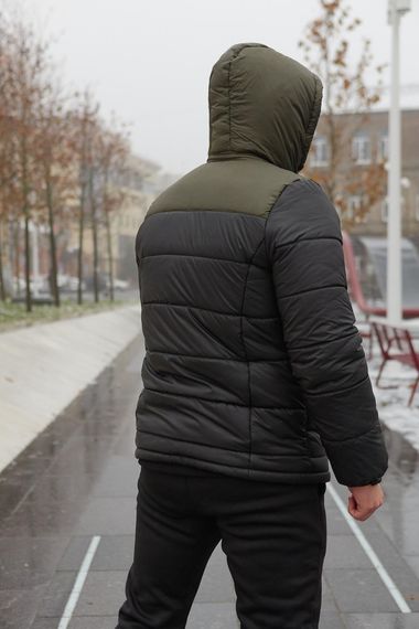 Комплект чоловічий Nike: куртка зимова "Frost" хакі-чорна + штани з тринитки утеплені чорні | Зображення 3
