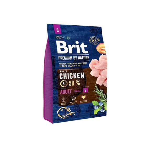 Корм сухий Brit Premium Dog Adult S для дорослих собак дрібних порід вагою 1-10 кг з куркою 3 кг