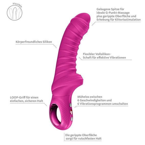 Вибратор для точки G Fun Factory TIGER Magenta, ребристый, подходит для анальной стимуляции Sex Aura | Зображення 1