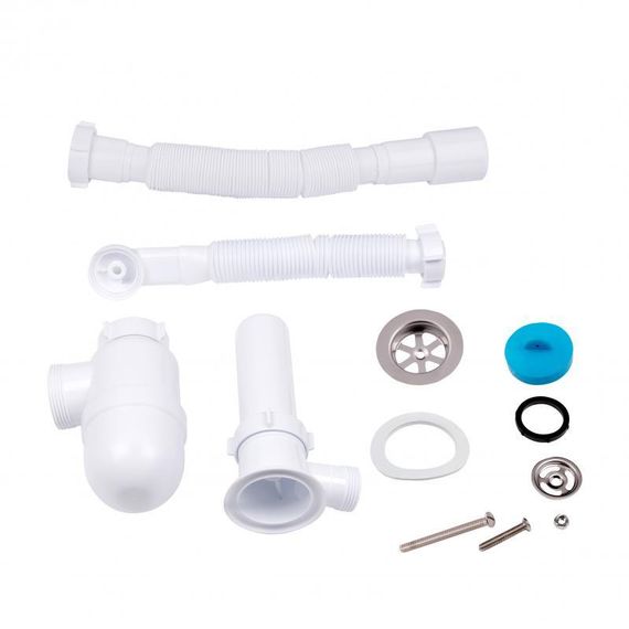 Сифон для кухонной мойки Lidz (WHI) 60 08 E004 00 с круглым переливом (выход 50 мм) | Зображення 2