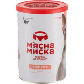 Паштет для кошек М'ясна Миска ассорти 415 г (4820255190273) - Топ Продаж!