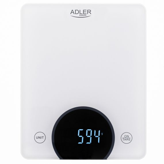 Ваги кухонні електронні Adler AD 3173 білі до 10 кг зі скляною платформою