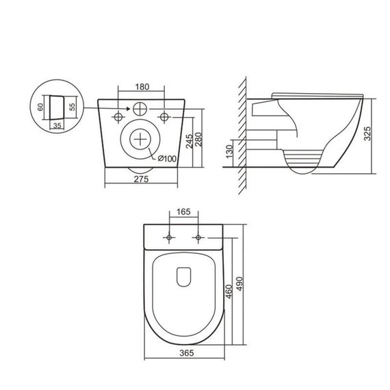 Унітаз підвісний Robin Ultra Quiet 490×365×325 мм, Anthracite, із сидінням Slim Duroplast/Soft-close/Quick Release | Зображення 1